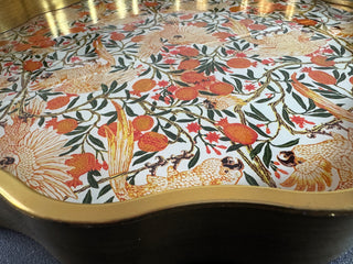 Set Of 2 Brushed Gold Cockatoo & Pomegranate Serving Trays