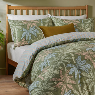 Kentia Printed Soft Touch Duvet Cover Set Palm Green