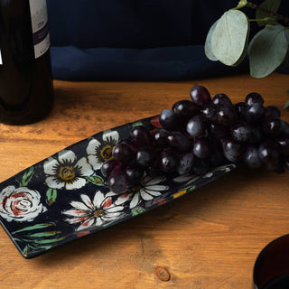 Twilight Bloom Glass Long Rectangular Dish In Gift Box