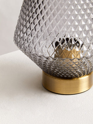 Noble Grey Smoked Glass Table Lamp