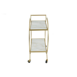 Avantis White Marble And Gold 2 Tier Drinks Trolley