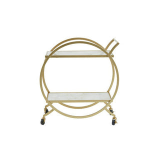 Avantis White Marble And Gold 2 Tier Drinks Trolley