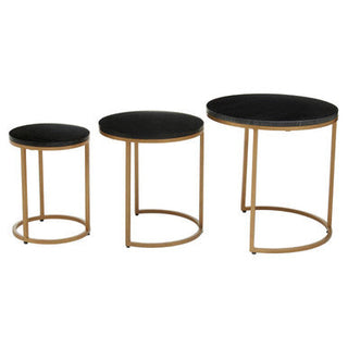 Varana Nest Of Three Black Marble Top Tables