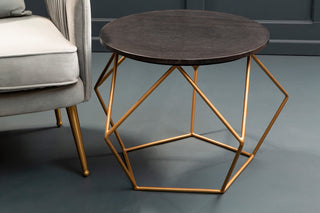 Varana Round Marble Top Coffee Table With Gold Finish Frame