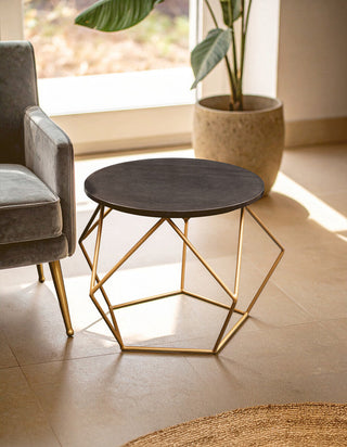 Varana Round Marble Top Coffee Table With Gold Finish Frame