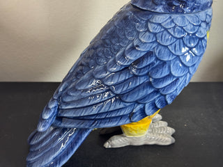 Yellow & Blue Ceramic Parrot Storage Jar/Vase