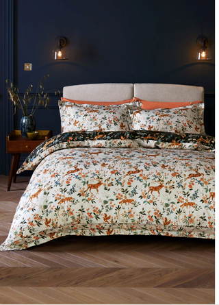 100% Cotton sateen Winter Floral stag luxe bedding set