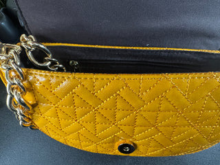 Mango Yellow PU leather padded with boxy chain strap handle