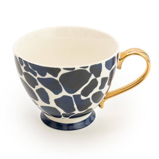 Tasse à pieds taches de girafe avec poignée dorée