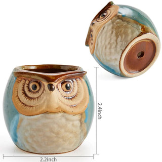 6 - Piece Owl Pot Ceramic Glaze Base Set - Hstrends