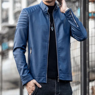 Motorcycle PU Leather Jacket Men