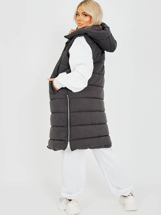 Stylewise Longline Padded Hooded Gilet - Premium Coats from Rising - Just £54! Shop now at hstrends