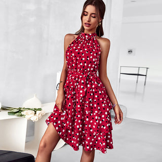 Boho Summer Polka Dot Print Sleeveless Mini Dress