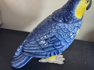 Yellow & Blue Ceramic Parrot Storage Jar/Vase