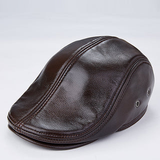 Genuine Leather Beret Hat for Autumn and Winter