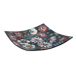 Twilight Bloom Glass Small Square Plate In Gift Box