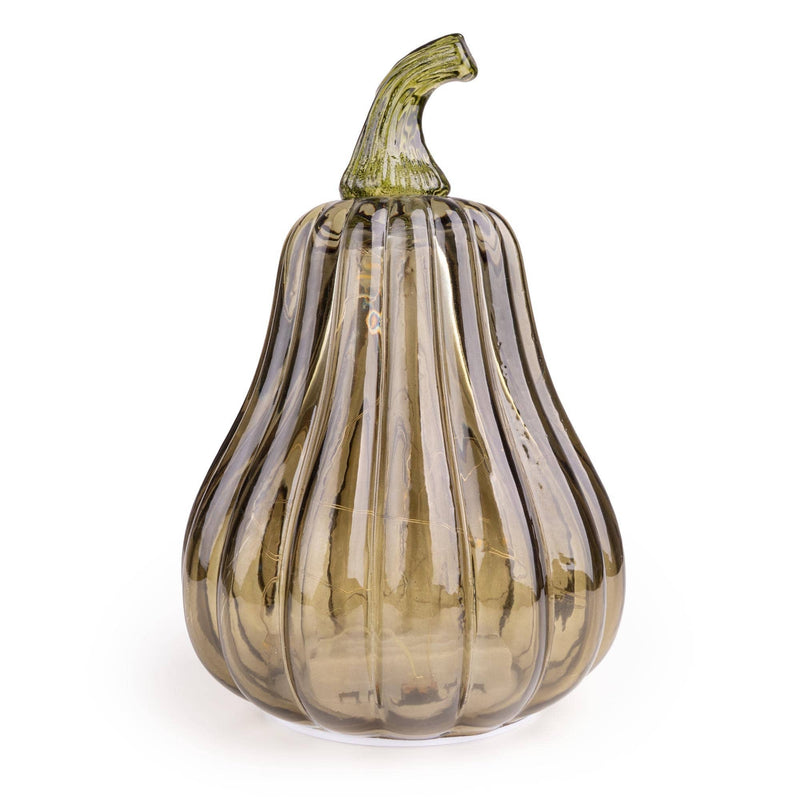 Tall LED Glass Pumpkin - Green