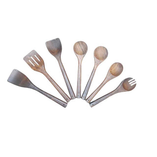 7pc Natural sasswood - Utensil Set - Hstrends