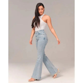 High Waist Elastic Flare bootcut Jeans