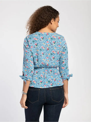 Peplum Blouse in Blue Flower Print - Premium Blouse from Pentlebay - Just £29! Shop now at hstrends