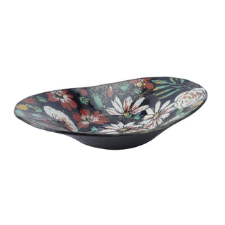 Twilight Bloom Glass Large Oval Bowl In Gift Box