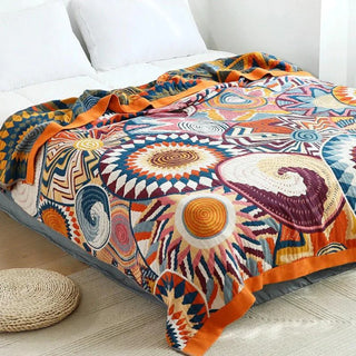 Nordic Sunset  cotton Throw Blanket