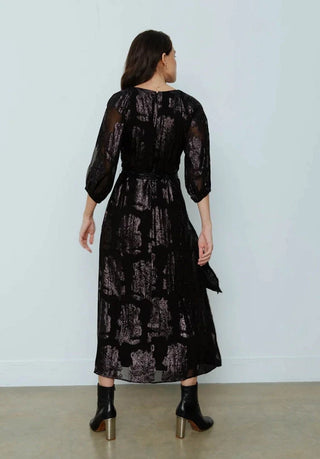 Lily and Lionel Exclusive Katherine Dress Black Floral Lurex 70's look - Premium Party Wear from Lily and Lionel - Just £250! Shop now at hstrends