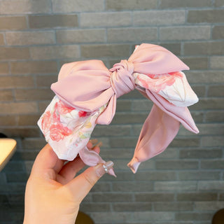 Floral satin double layer headbands