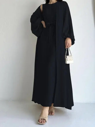 Elegant Solid Two-piece Set modest Dress