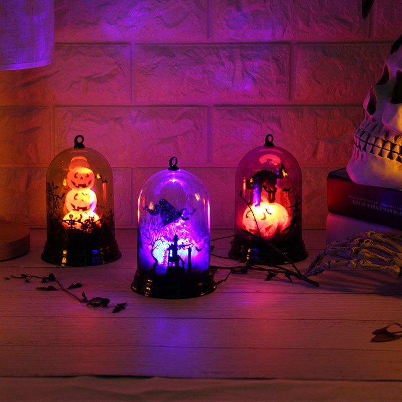 Halloween Pumpkin Lantern Witch Lamp Scene Layout