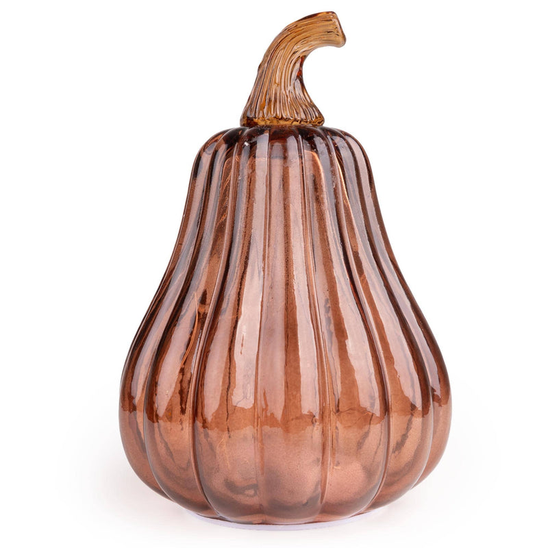 Tall LED Glass Pumpkin - Orange
