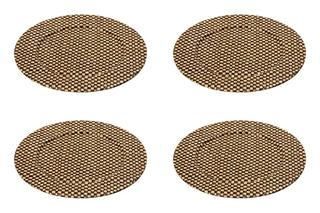 Set of Four 33cm Dia Pandanus Black and Natural Charger Plates