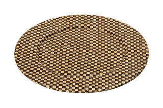 Set of Four 33cm Dia Pandanus Black and Natural Charger Plates