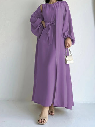 Elegant Solid Two-piece Set modest Dress