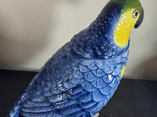 Yellow & Blue Ceramic Parrot Storage Jar/Vase