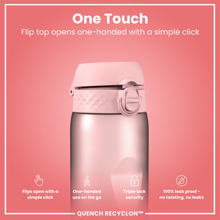 Leak Proof 1 Litre Water Bottle with Times to Drink, Recyclon, Purple & Rose, 1L