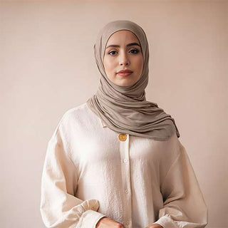 Big Cotton blend plain hijab : Beige