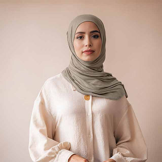 Big Cotton blend plain hijab : Dark Beige