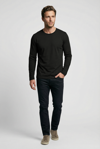 Bevis Long Sleeve Cotton T-shirt - Chocolate