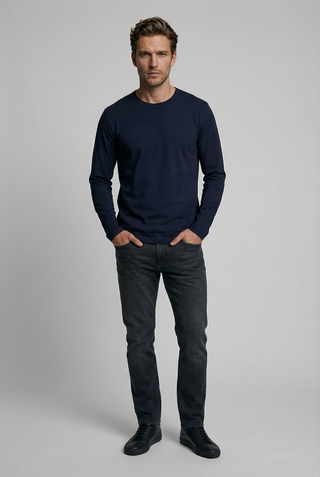 Bevis Long Sleeve Cotton t-shirt - Navy