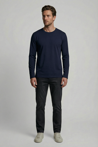 Bevis Long Sleeve Cotton t-shirt - Navy