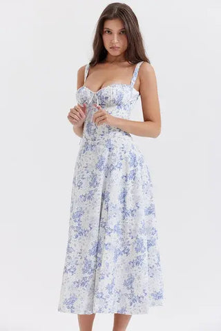 Long Sleeveless Elegant Flowers Dress