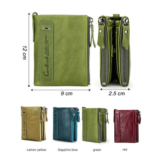 Short Bifold Genuine Leather Wallets for Women