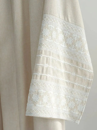 Linen Embroidery Worship Robe / Abaya