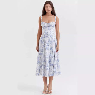 Long Sleeveless Elegant Flowers Dress