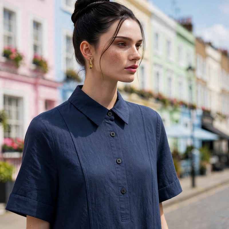 Cotton Linen long shirt Midi Dress