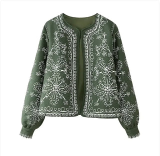 Casual Round Neck Printed Lightweight Padded Jacket - Hstrends