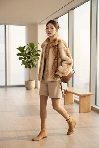 Deer Spot Pattern Fur Plush Jacket