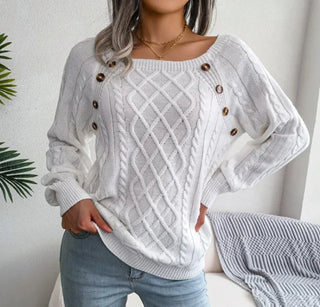 Twist Knit Square Neck Sweater top