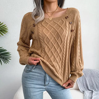 Twist Knit Square Neck Sweater top